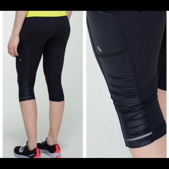 LULULEMON Cut The Crop, Black/Antidote, Size 4 - Picture 6 of 7